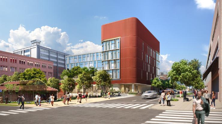 cropped rendering of new social work building