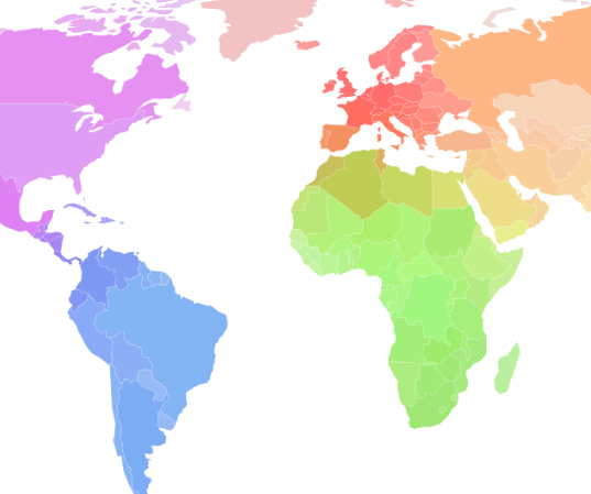 Watercolor image of the world map