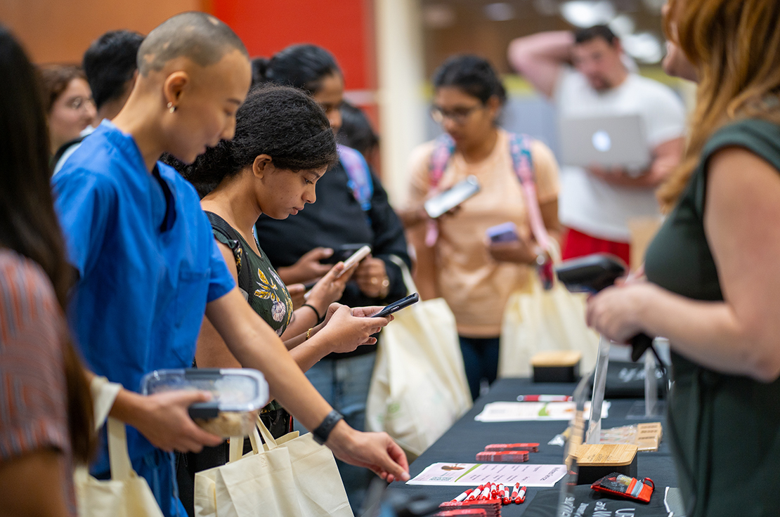 Students at a tabling event