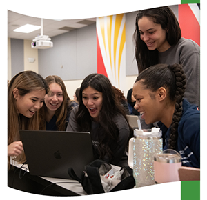 Students looking at a screen