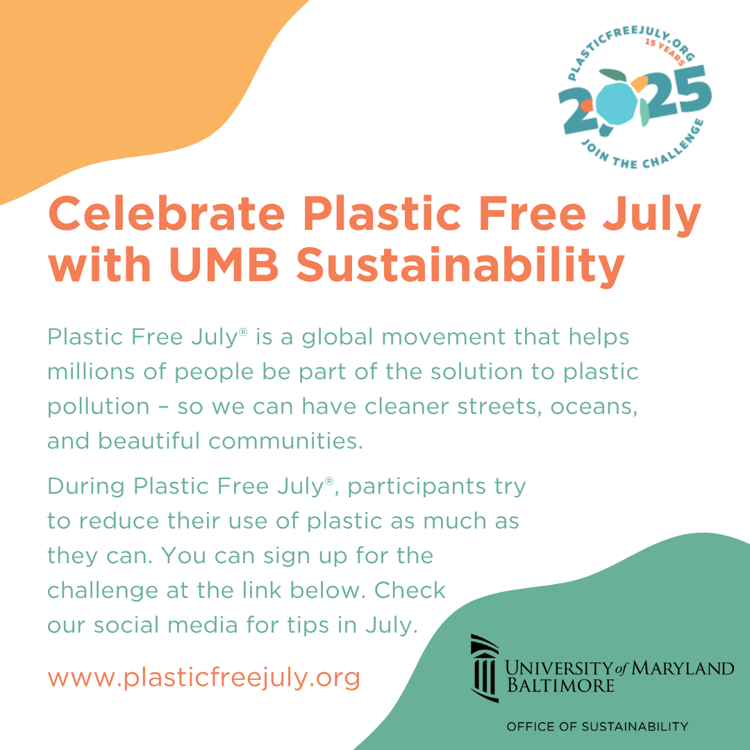 Celebrate Plastic Free July with UMB Sustainability. Plastic Free July® is a global movement that helps millions of people be part of the solution to plastic pollution so we can have cleaner streets, oceans, and beautiful communities. During Plastic Free July®, participants try to reduce their use of plastic as much as they can. Learn more at plasticfreejuly.org.