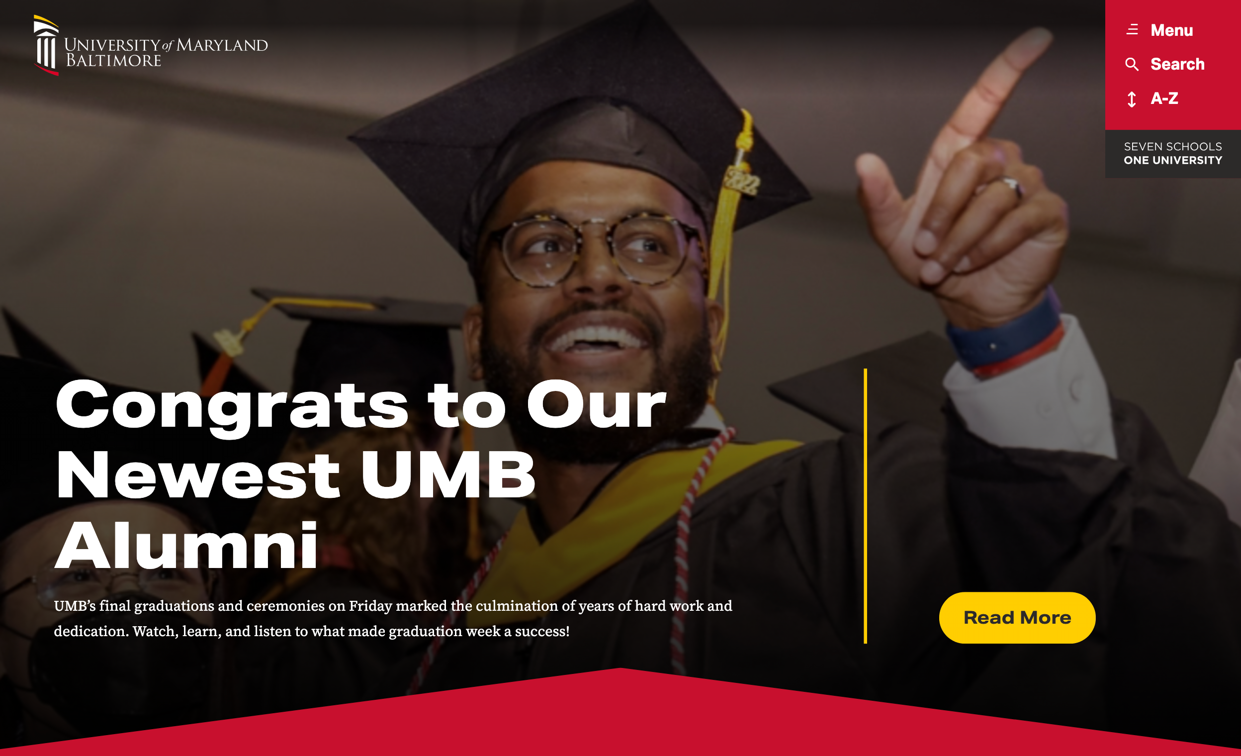 Screenshot of the UMB homepage